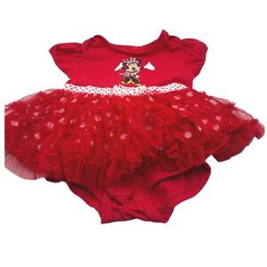 Disney Parks Red Minnie Mouse Tutu Bodysuit Baby Girl 12 Months